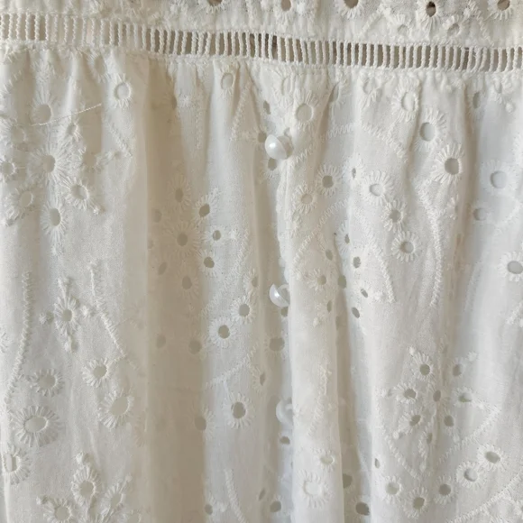 Simplee White Babydoll Eyelet Crochet Maxi Dress - Picture 10 of 15
